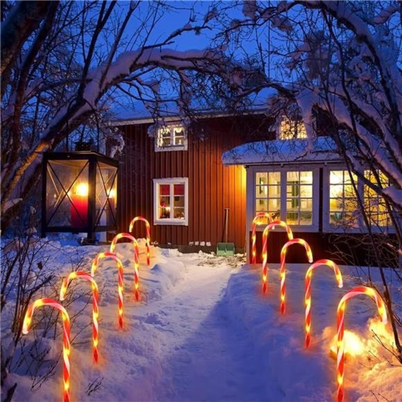 24 Pack Waterproof Solar Christmas Candy Cane Lights, Stake Lights with 8 Modes - Picture 5 of 7